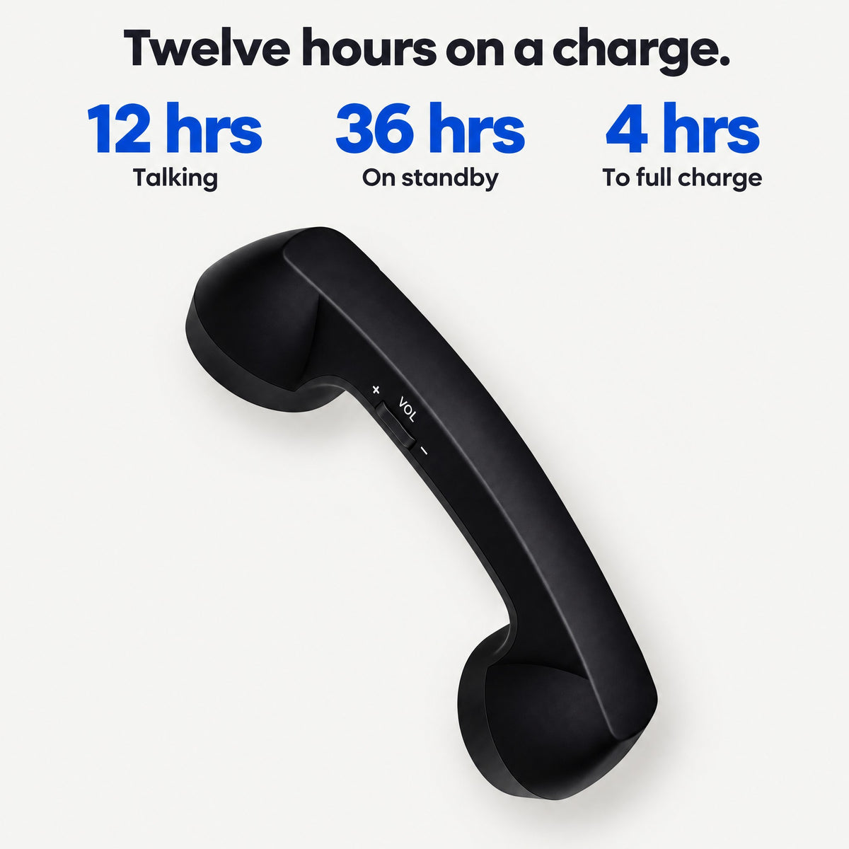 Novapix Bluetooth Retro Handset battery: 12 hours talking, 36 hours on standby, 4 hours to a full charge