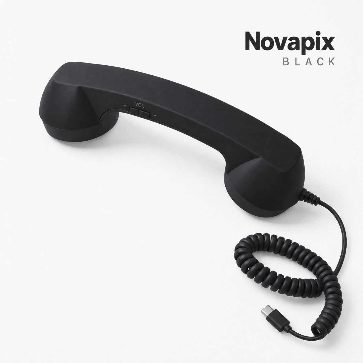 Novapix Retro Handset in Black, wired, with matching coiled cord