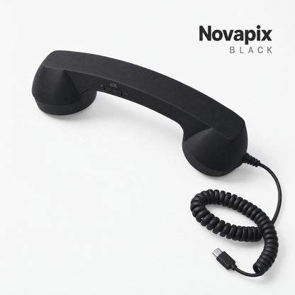 Novapix Retro Handset in Black, wired, with matching coiled cord