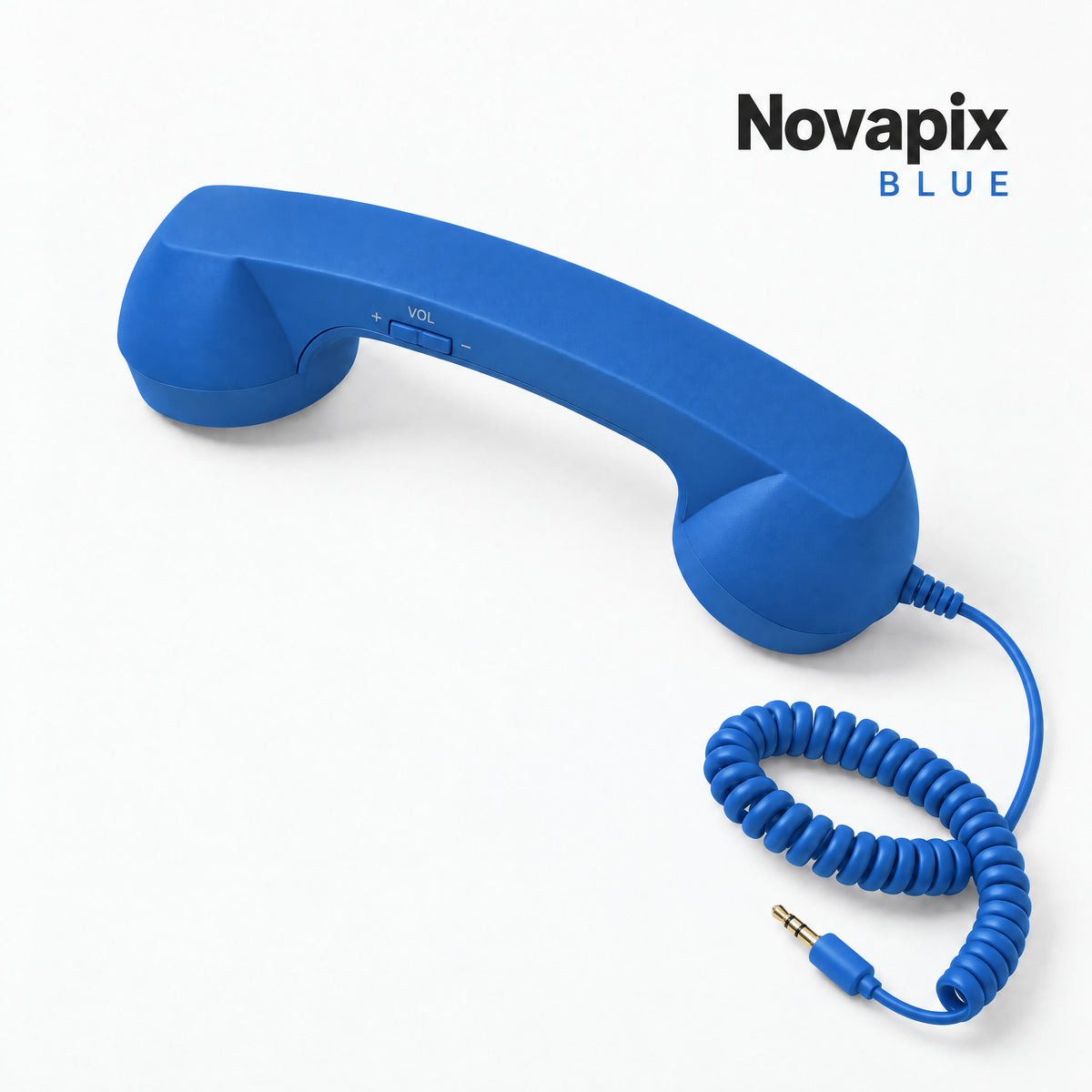 Novapix Retro Handset in Blue, wired, with matching coiled cord