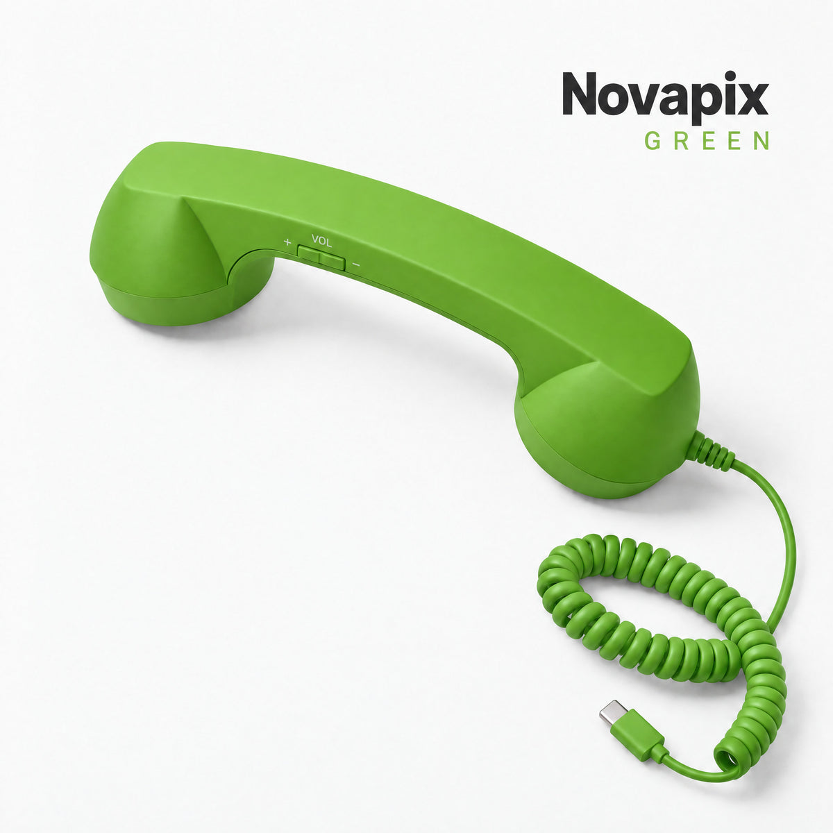 Novapix Retro Handset in Green, wired, with matching coiled cord