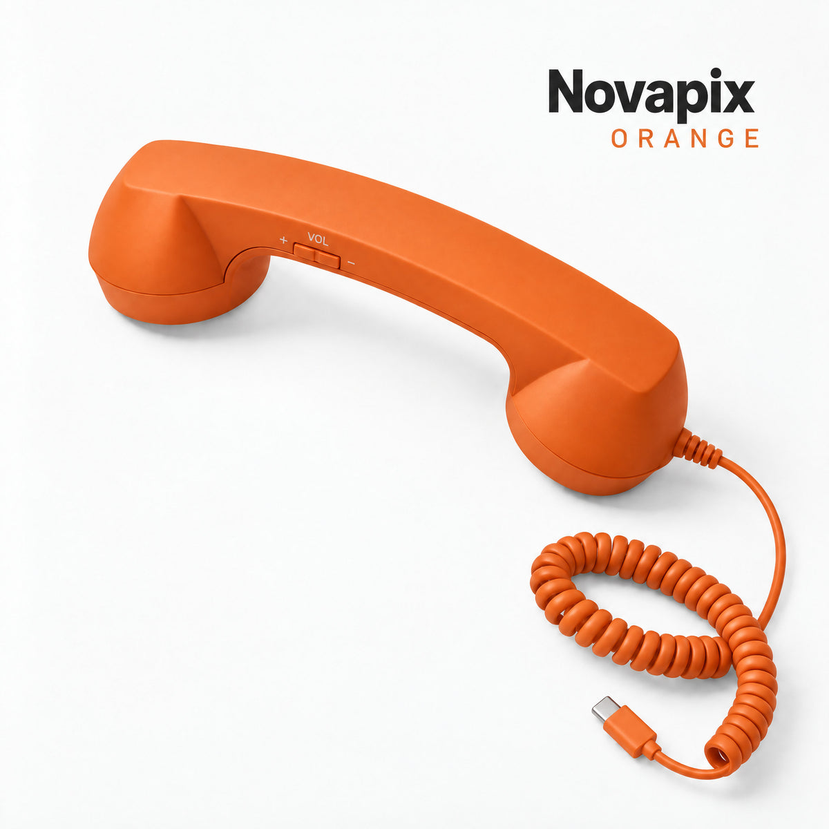 Novapix Retro Handset in Orange, wired, with matching coiled cord