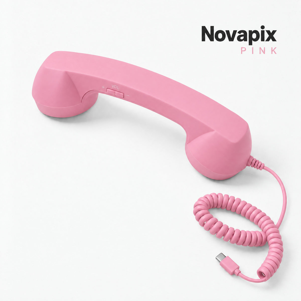 Novapix Retro Handset in Pink, wired, with matching coiled cord