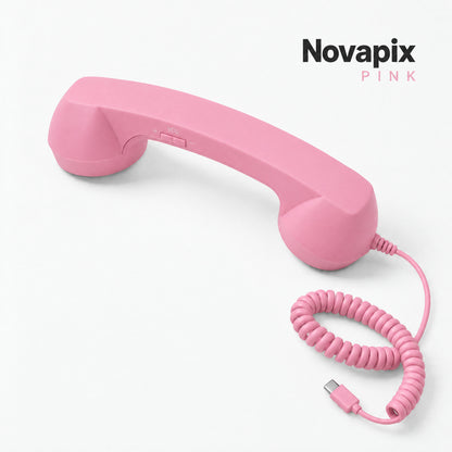 Novapix Retro Handset in Pink, wired, with matching coiled cord