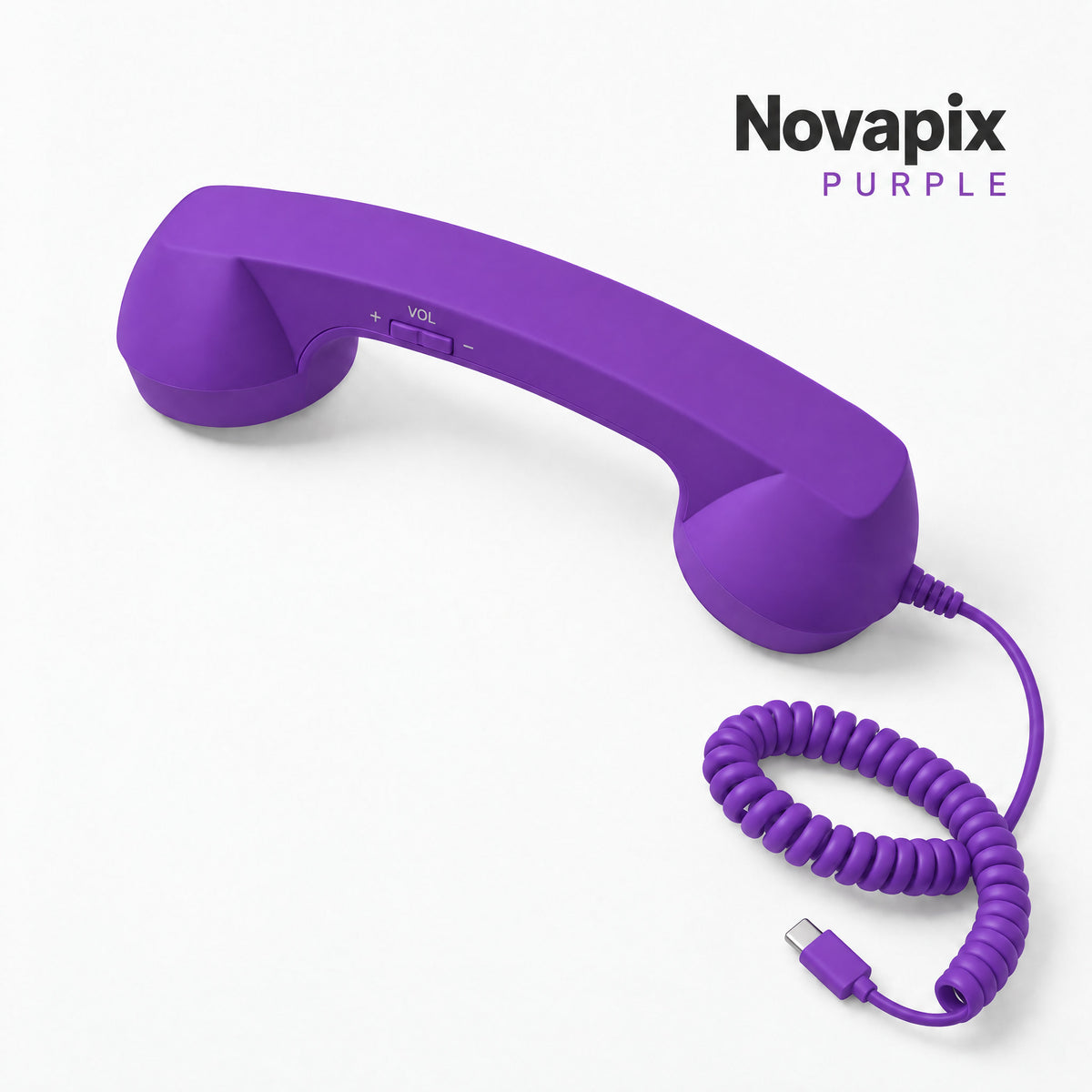 Novapix Retro Handset in Purple, wired, with matching coiled cord