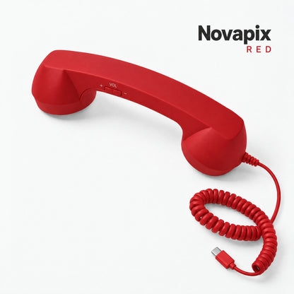 Novapix Retro Handset in Red, wired, with matching coiled cord