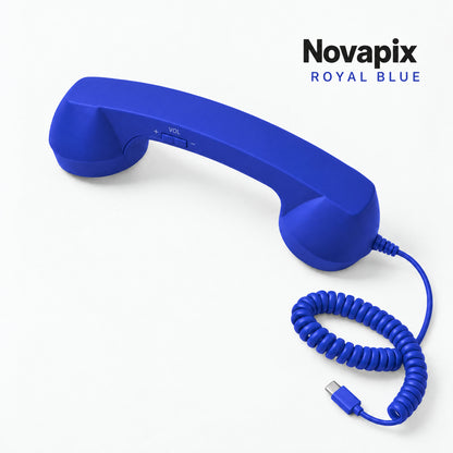 Novapix Retro Handset in Royal Blue, wired, with matching coiled cord