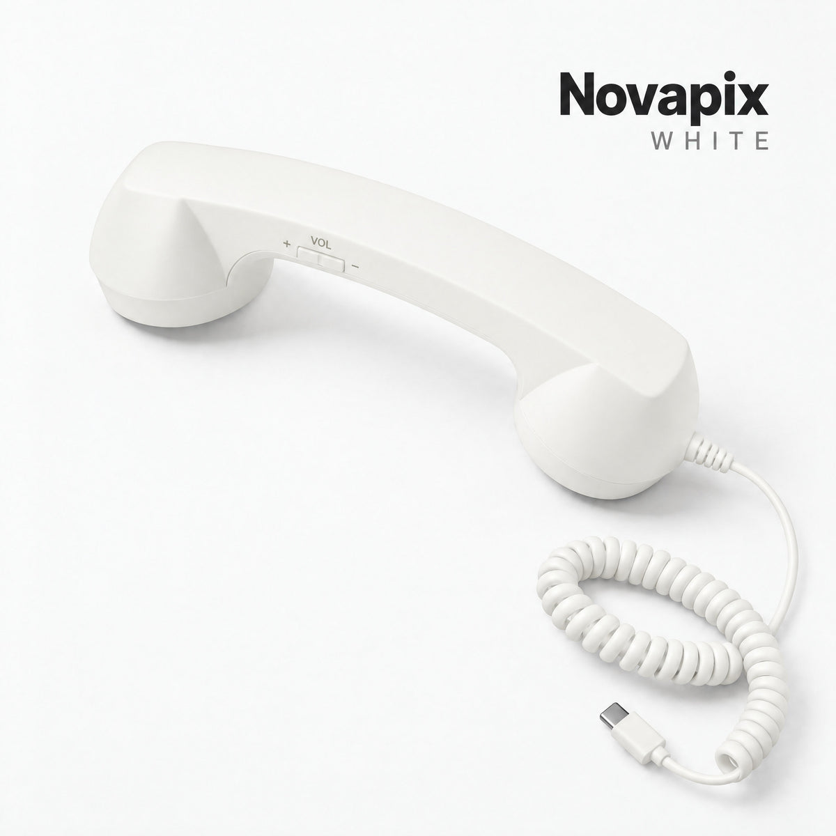 Novapix Retro Handset in White, wired, with matching coiled cord