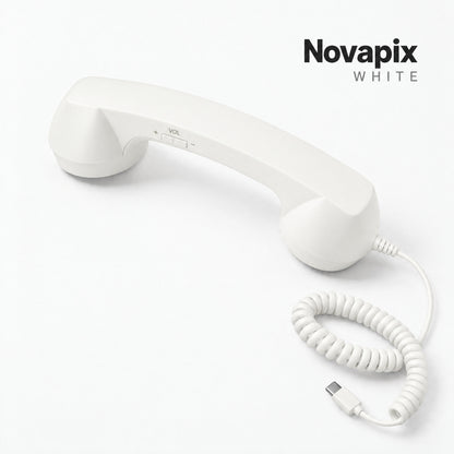 Novapix Retro Handset in White, wired, with matching coiled cord