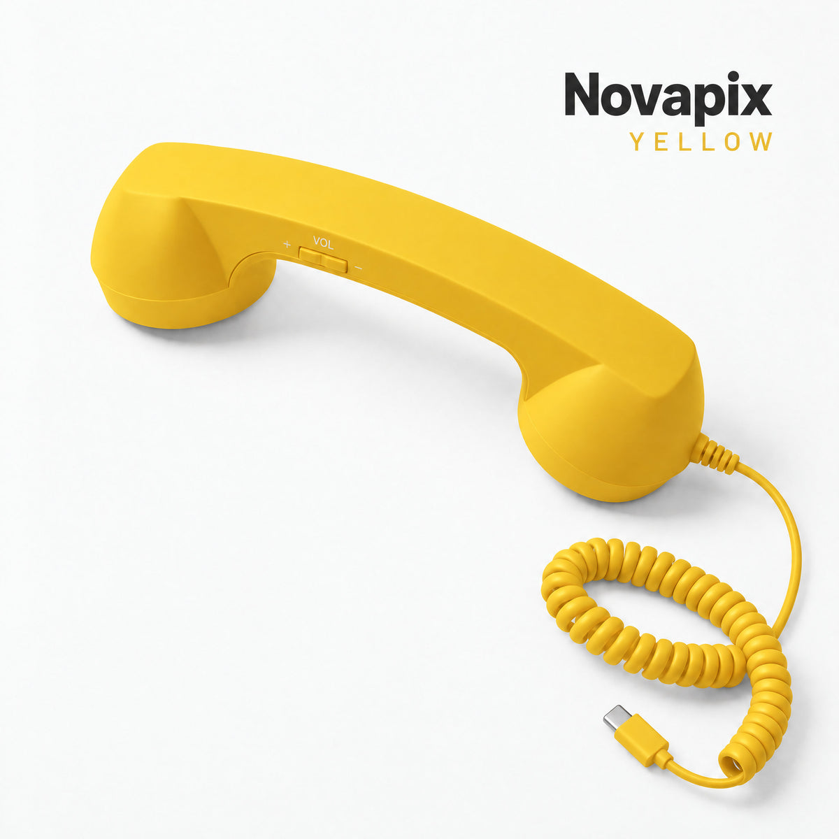 Novapix Retro Handset in Yellow, wired, with matching coiled cord